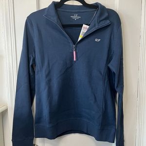 Vineyard Vines Fashion Knits Jersey Pullover Sweatshirt 1/4 Zip - Navy - Medium